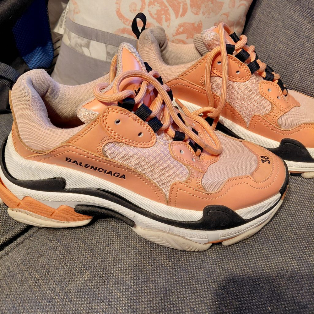 Women's Balenciaga Triple S Sneakers US 7.5 (EU 38) Orange Black White - Picture 1 of 9